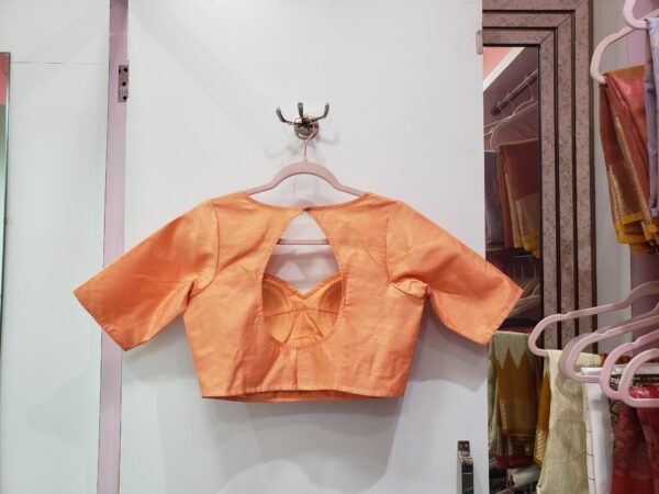 Atomic Tangerine Color Raw Silk Blouse - Image 2