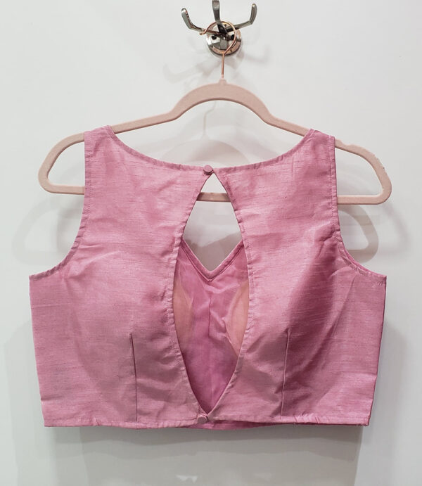 Flamingo Pink Color Raw Silk Blouse - Image 2