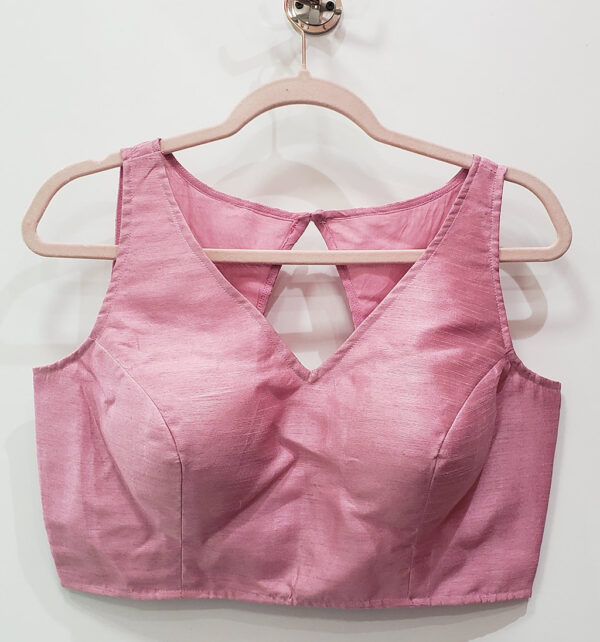 Flamingo Pink Color Raw Silk Blouse