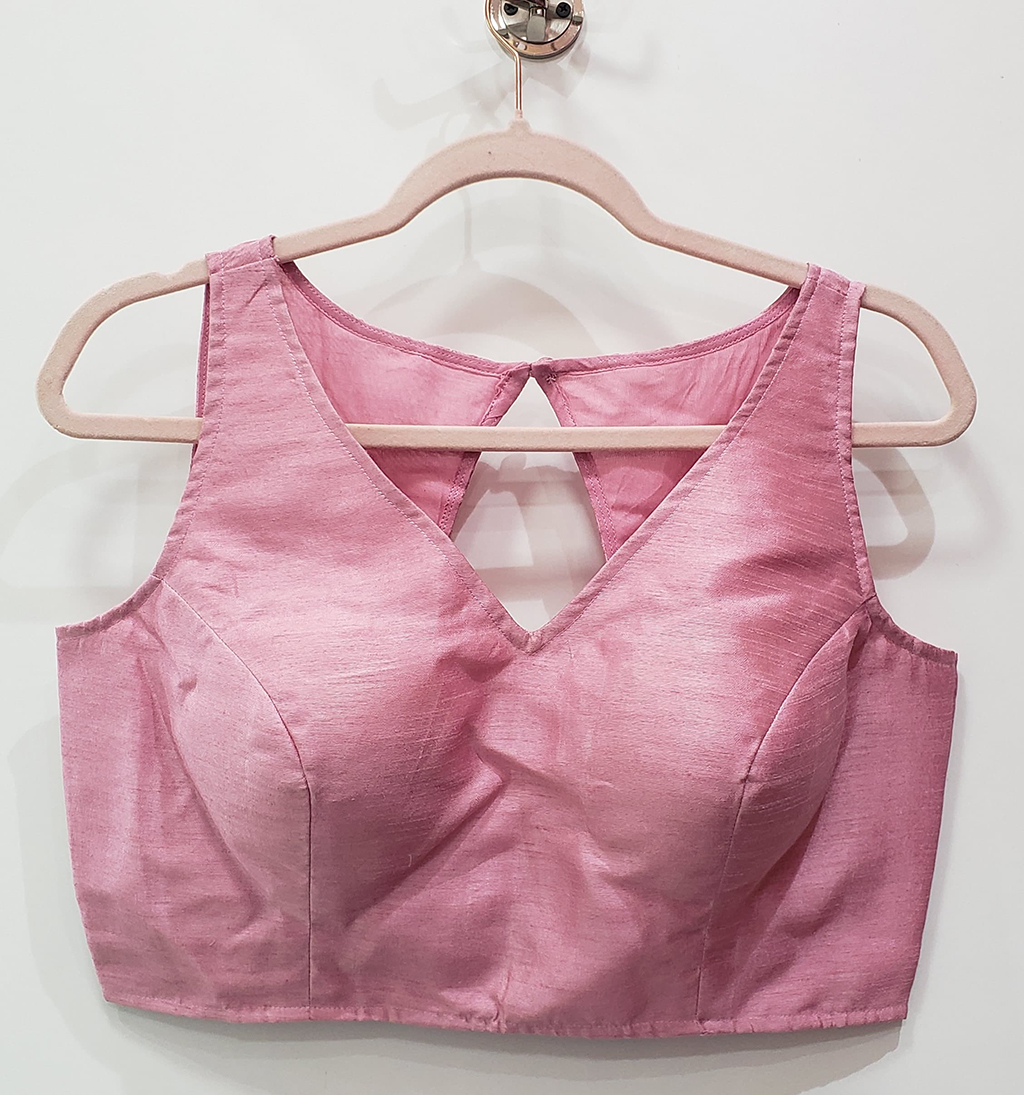 Flamingo Pink Color Raw Silk Blouse