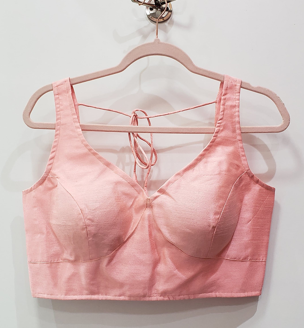 Pastel Peach Color Raw Silk Blouse