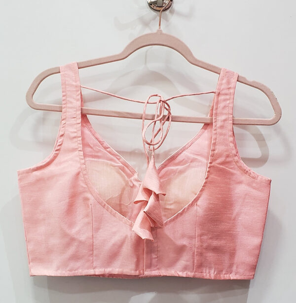 Pastel Peach Color Raw Silk Blouse - Image 2