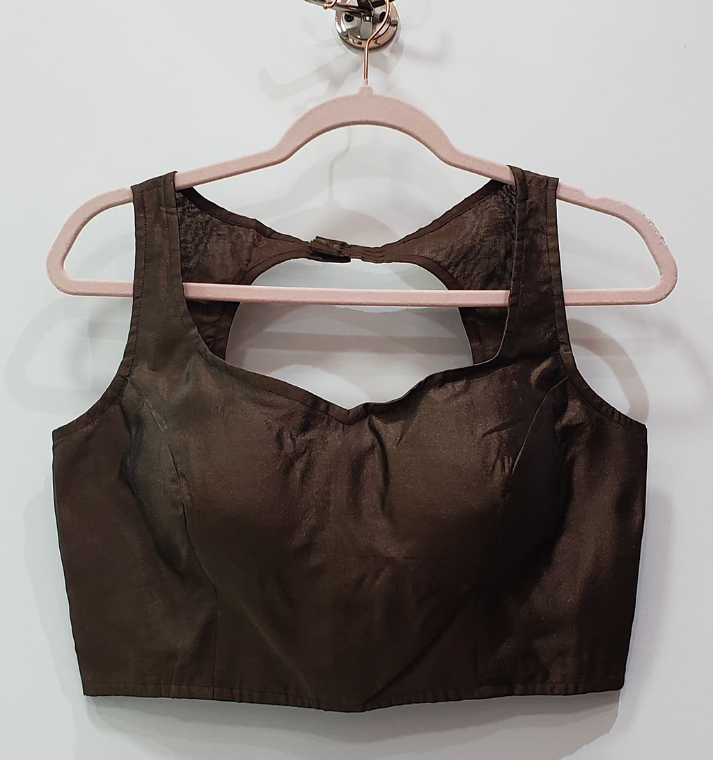Chocolate Color Raw Silk Blouse