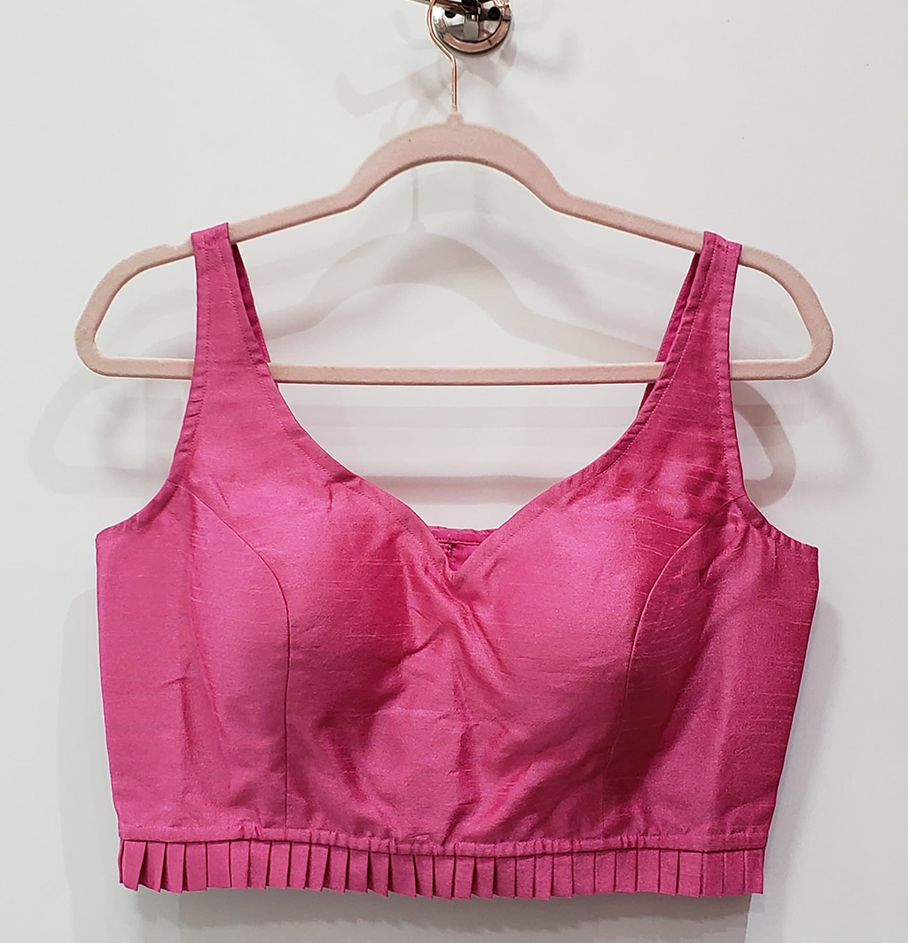 Hot Pink Color Raw Silk Blouse
