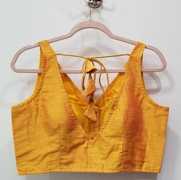 Saffron Yellow Color Raw Silk Blouse - Image 2