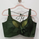 Olive Green Color Raw Silk Blouse - Image 2