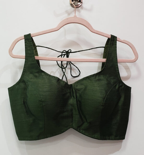 Olive Green Color Raw Silk Blouse