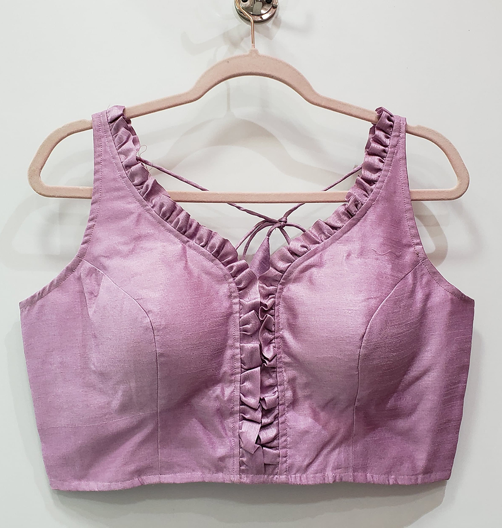 Lilac Lavender Color Raw Silk Blouse