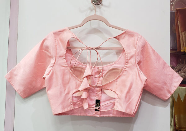 Pastel Peach Color Raw Silk Blouse - Image 2