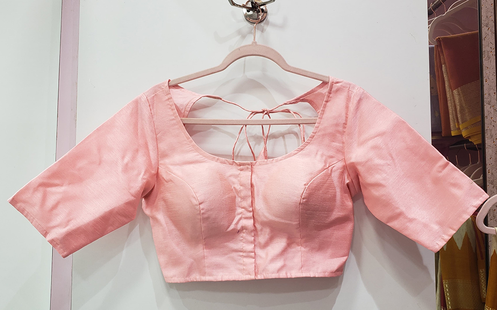 Pastel Peach Color Raw Silk Blouse