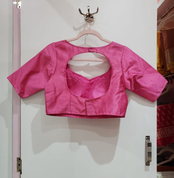 Knock Out Pink Color Raw Silk Blouse - Image 2