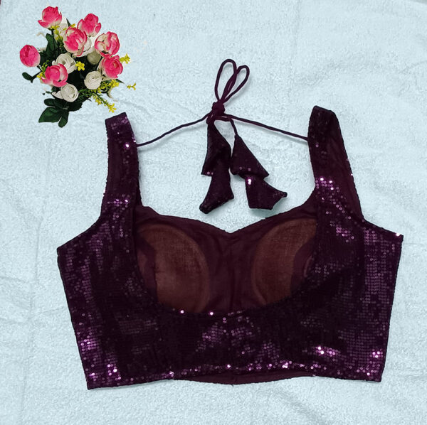 Wine Color Sequin Blouse - Image 2
