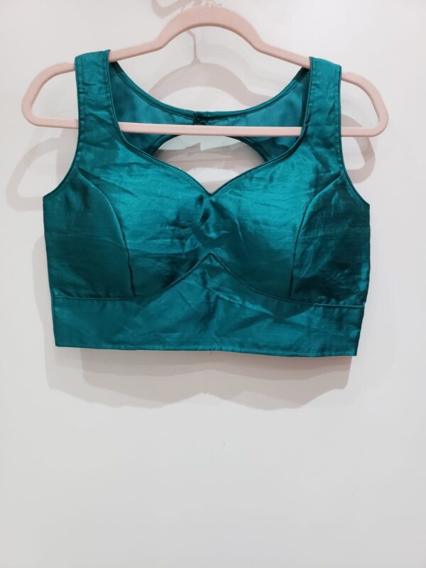 Turquoise Green Color Raw Silk Blouse