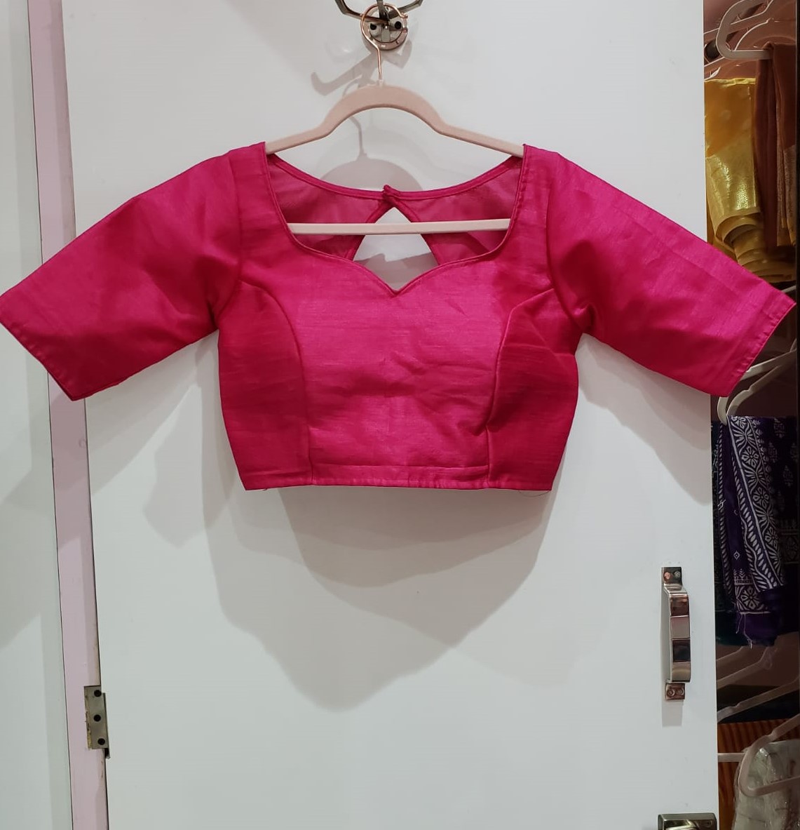 Magenta Color Raw Silk Blouse