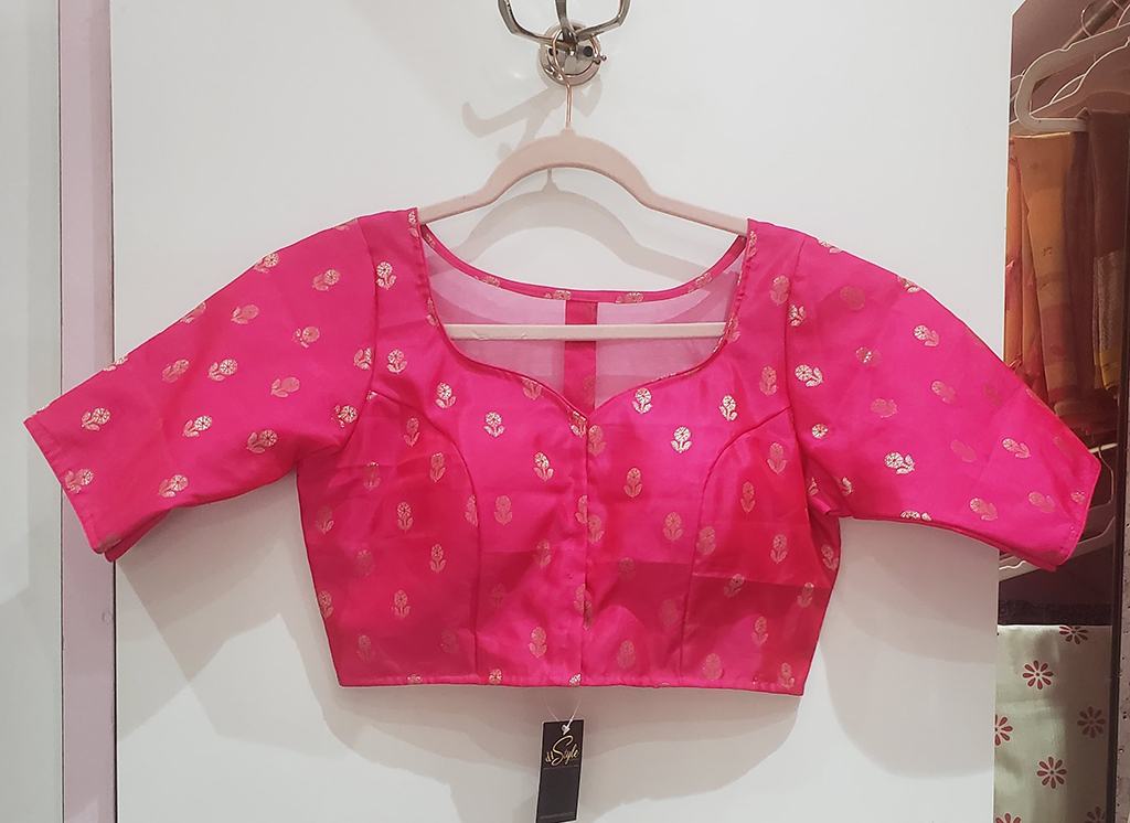 Pink Color Chanderi Silk Blouse