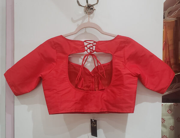 Red Color Samo Silk Blouse - Image 2