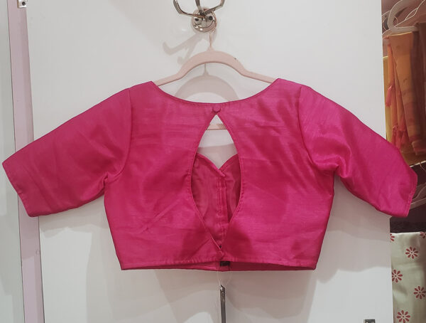 Fuchsia Pink Color Raw Silk Blouse - Image 2