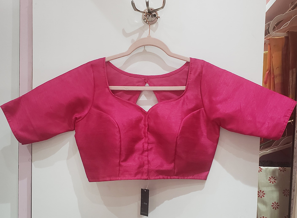 Fuchsia Pink Color Raw Silk Blouse