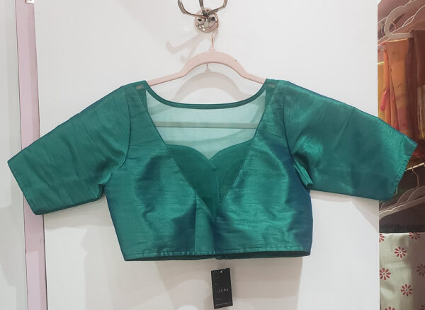 Viridian Green Dual Tone Raw Silk Blouse - Image 2
