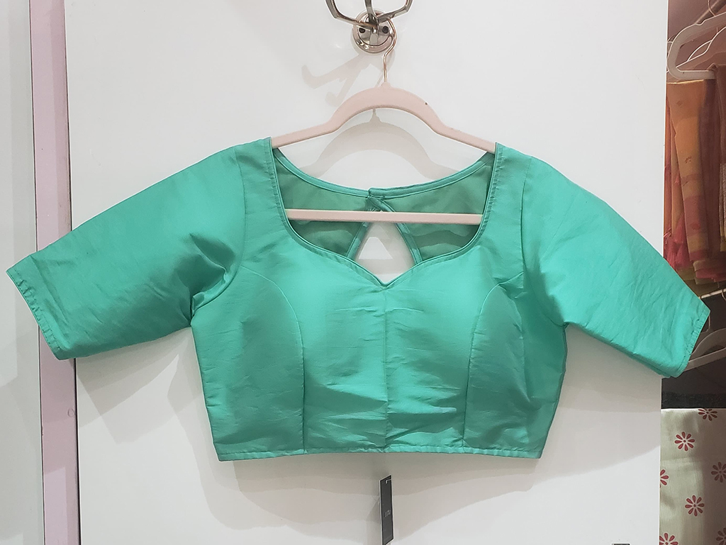 Green Color Samo Silk Blouse