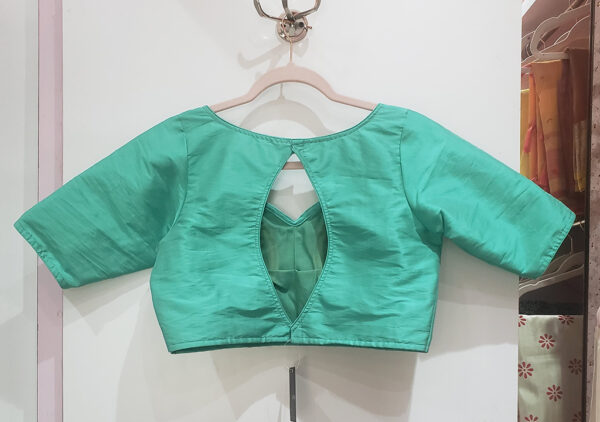 Green Color Samo Silk Blouse - Image 2