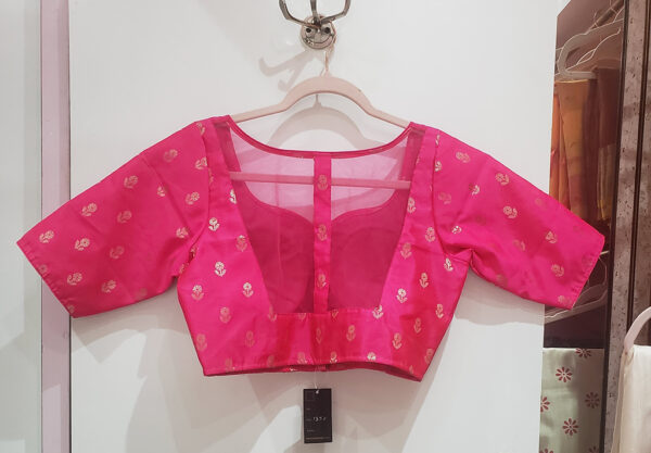 Pink Color Chanderi Silk Blouse - Image 2