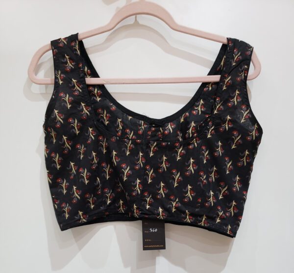 Black Multi Color Cotton Printed Blouse - Image 2