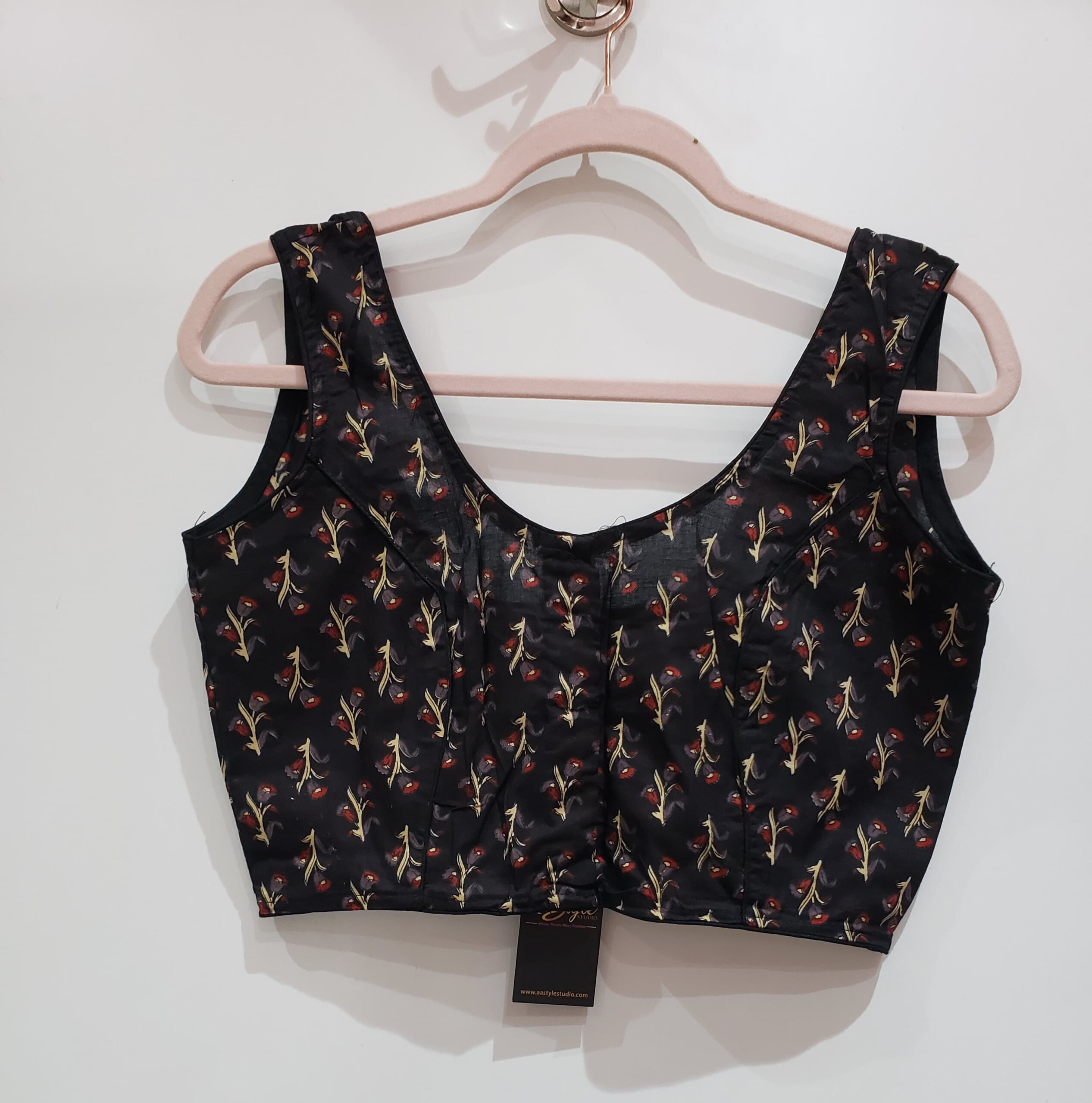 Black Multi Color Cotton Printed Blouse
