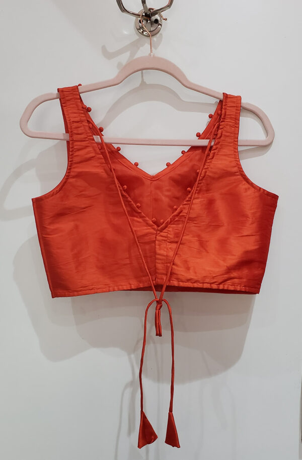Orange Color Samo Silk Blouse - Image 2