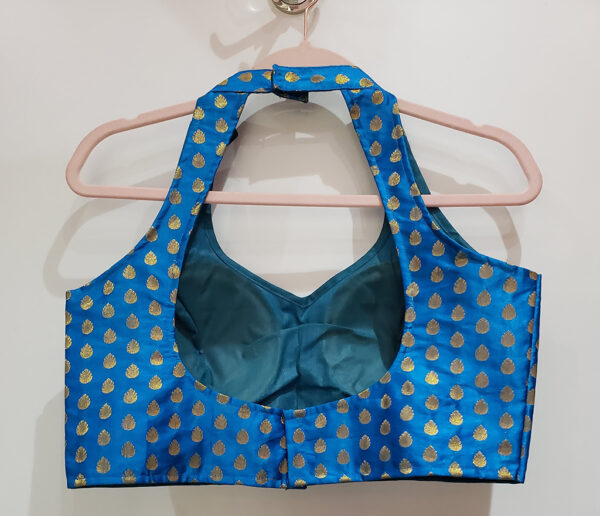 Blue Color Satin Benarasi Blouse - Image 2