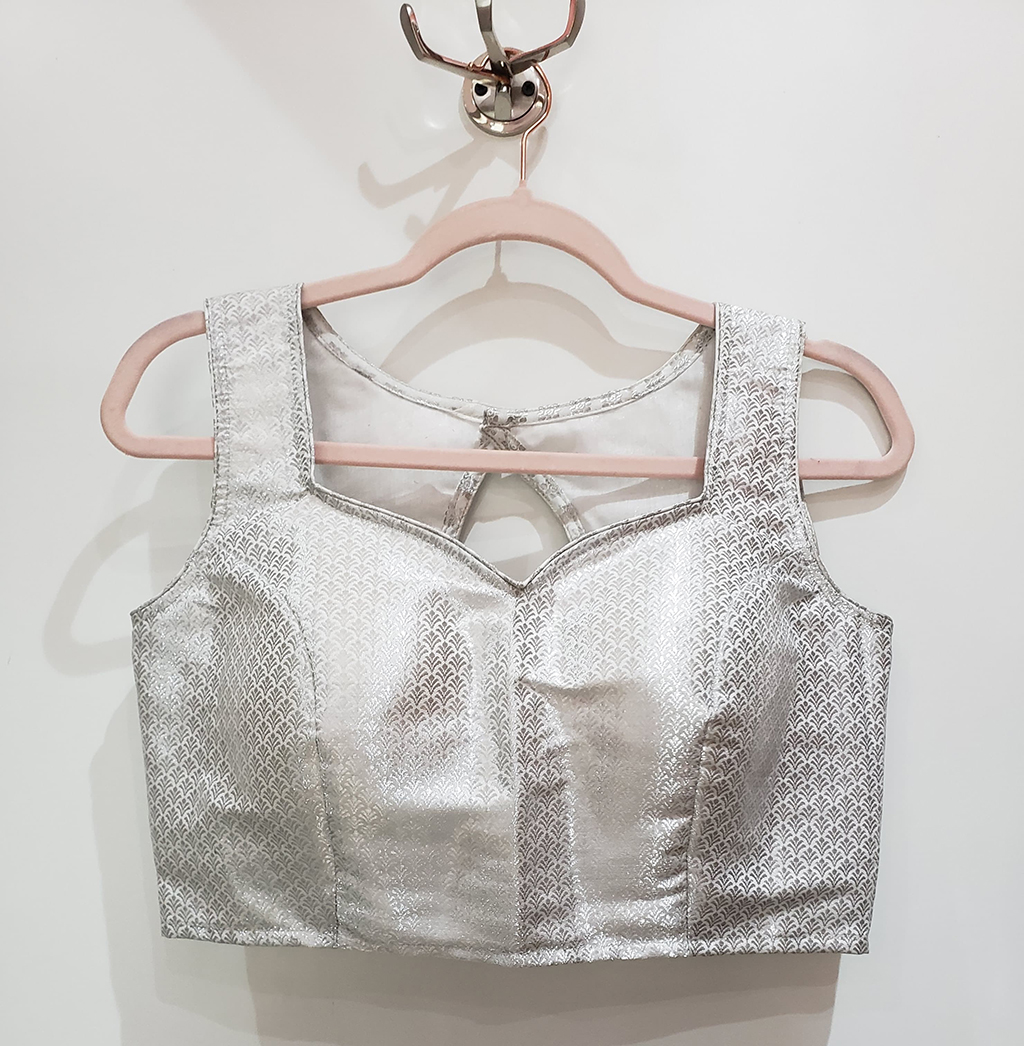 Silver Color Brocade Blouse
