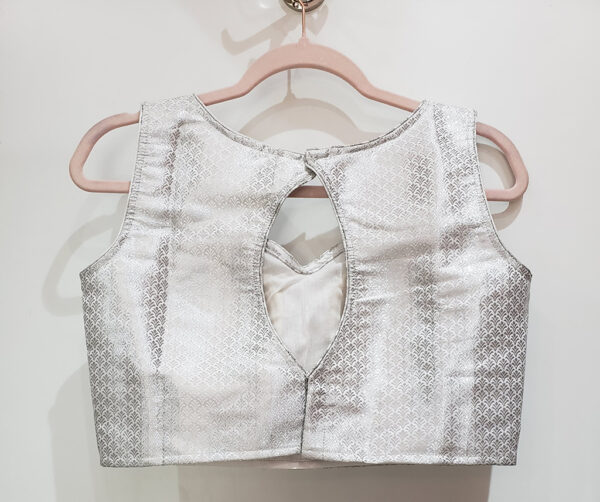 Silver Color Brocade Blouse - Image 2
