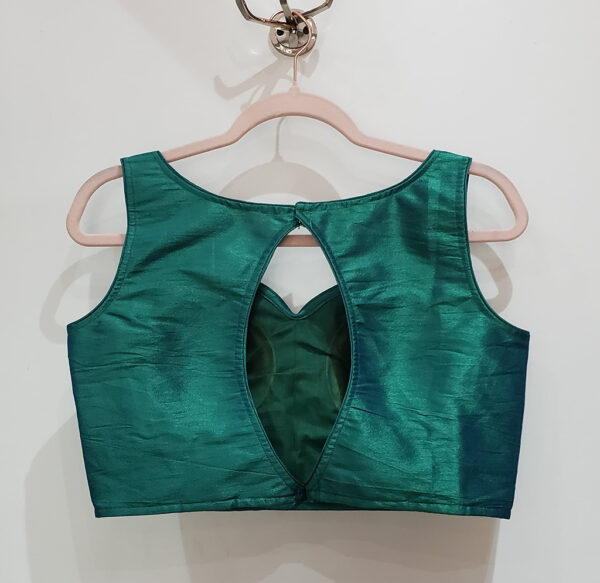 Viridian Green Dual Tone Raw Silk Blouse - Image 2