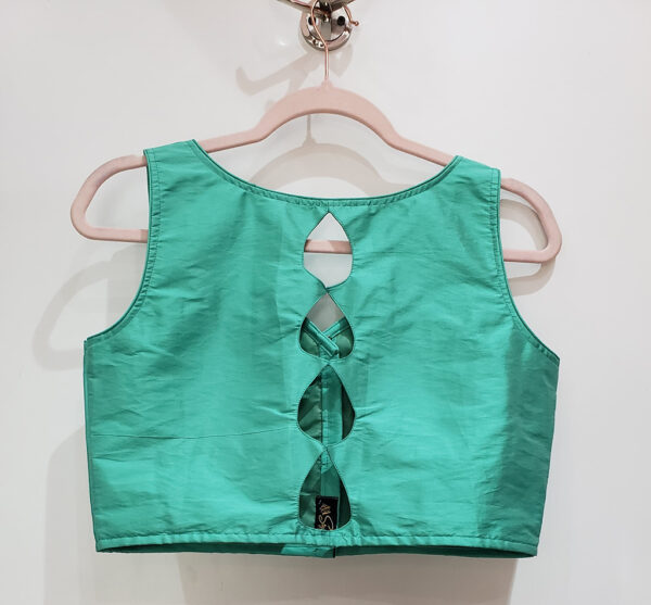 Green Color Samo Silk Blouse - Image 2