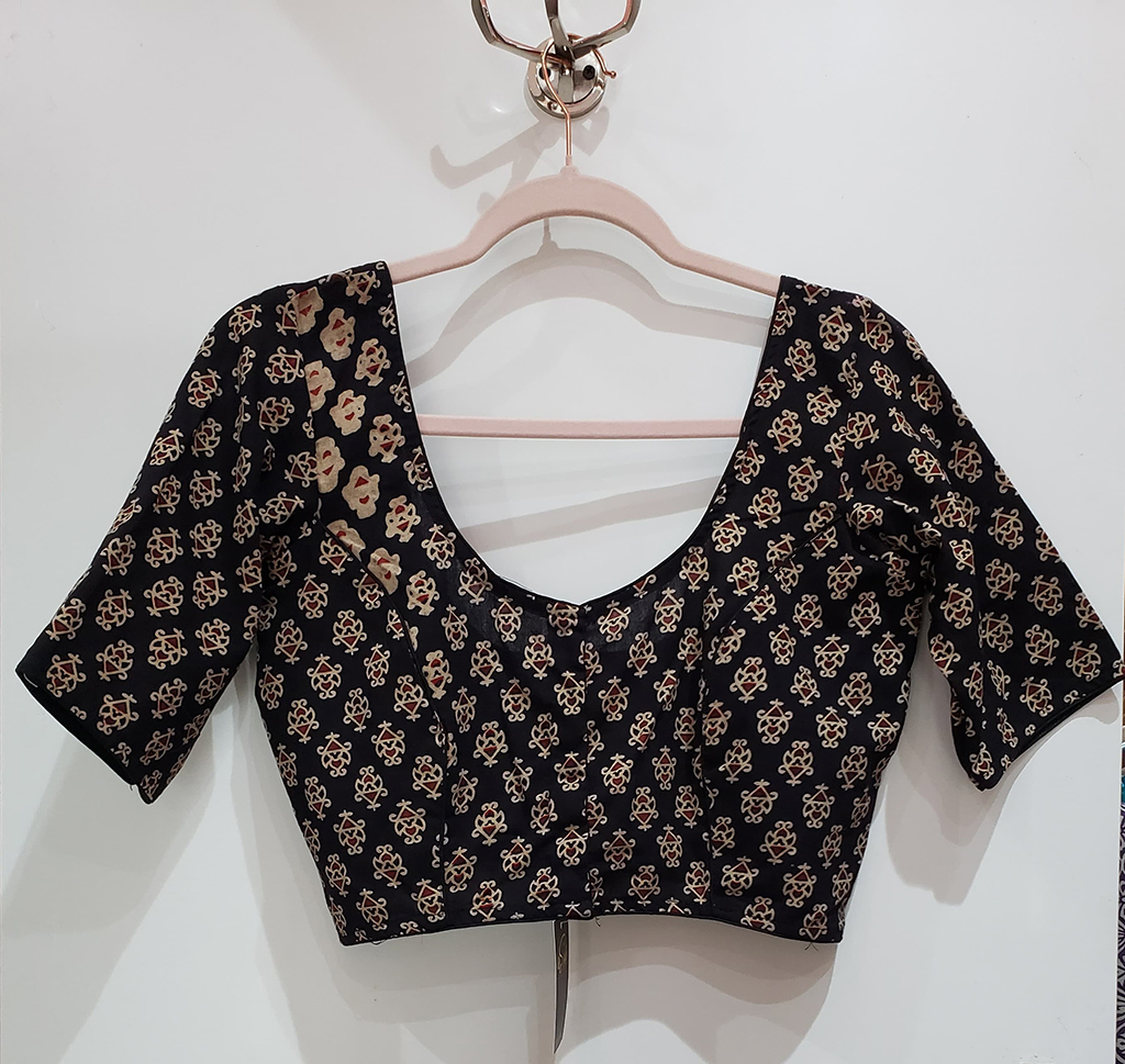 Black Color Cotton Printed Blouse