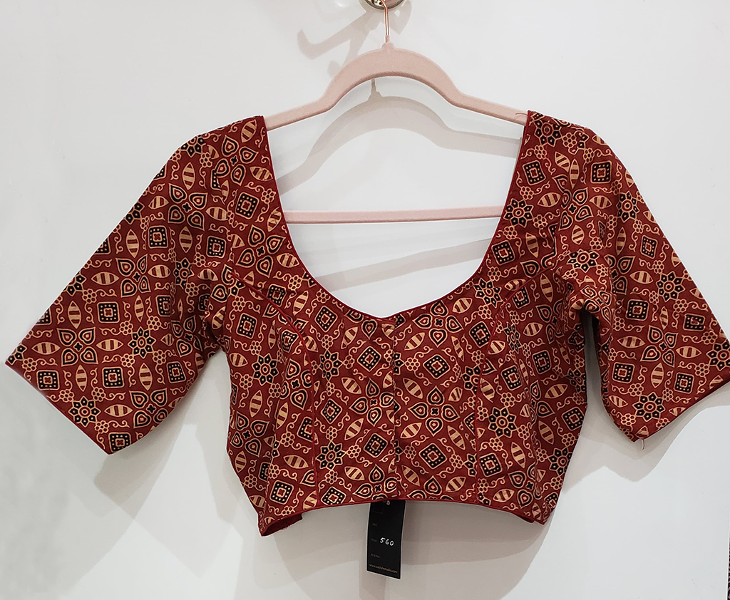 Maroon Multi Color Cotton Printed Blouse
