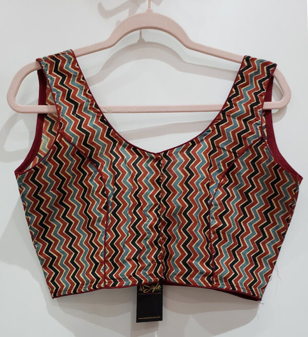 Maroon Multi Color Cotton Printed Blouse