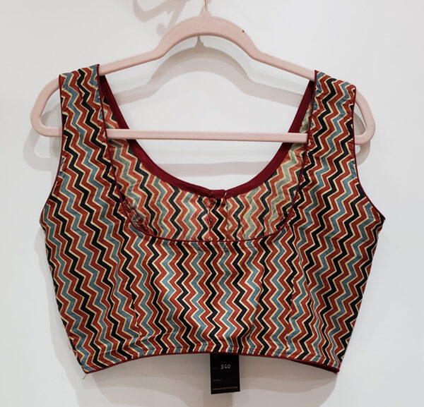 Maroon Multi Color Cotton Printed Blouse - Image 2