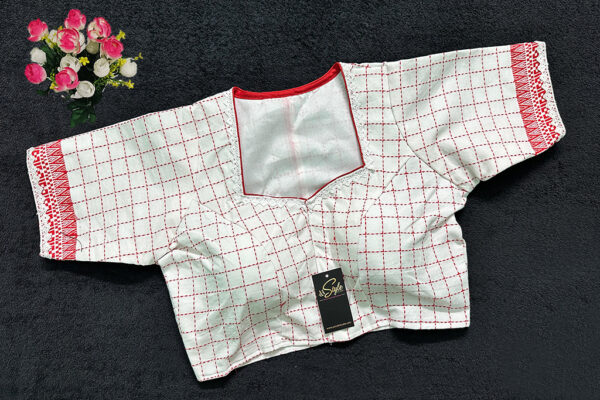 White & Red Color Jamdani Blouse