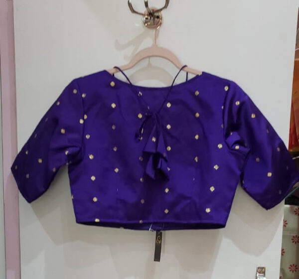 Purple Blue Color Taffeta Silk Blouse - Image 2