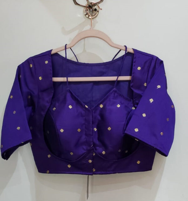 Purple Blue Color Taffeta Silk Blouse