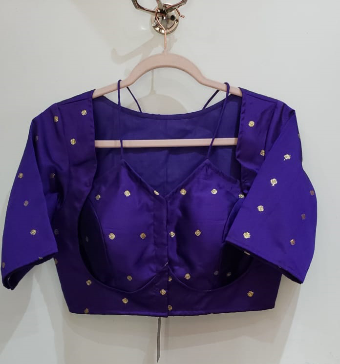 Purple Blue Color Taffeta Silk Blouse