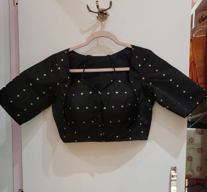 Black Color Taffeta Silk Blouse