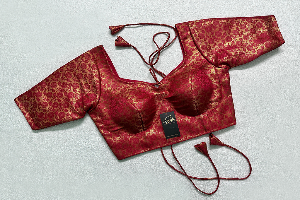 Red Color Brocade Blouse