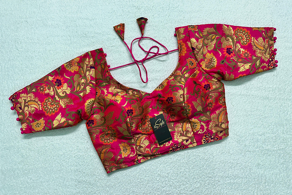 Pink Multi Color Meena Kari Brocade Blouse