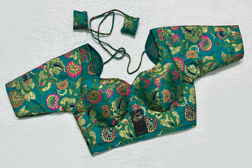 Green Color Meena Kari Brocade Blouse