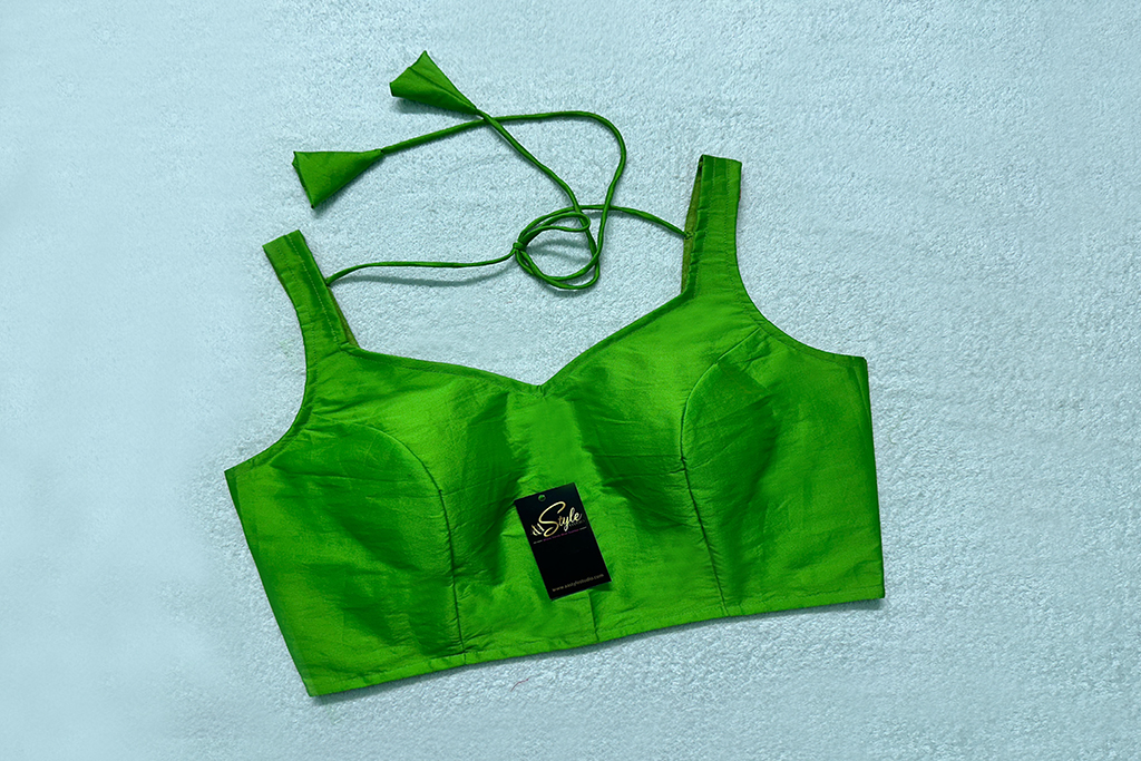 Parrot Green Color Samo Silk Blouse