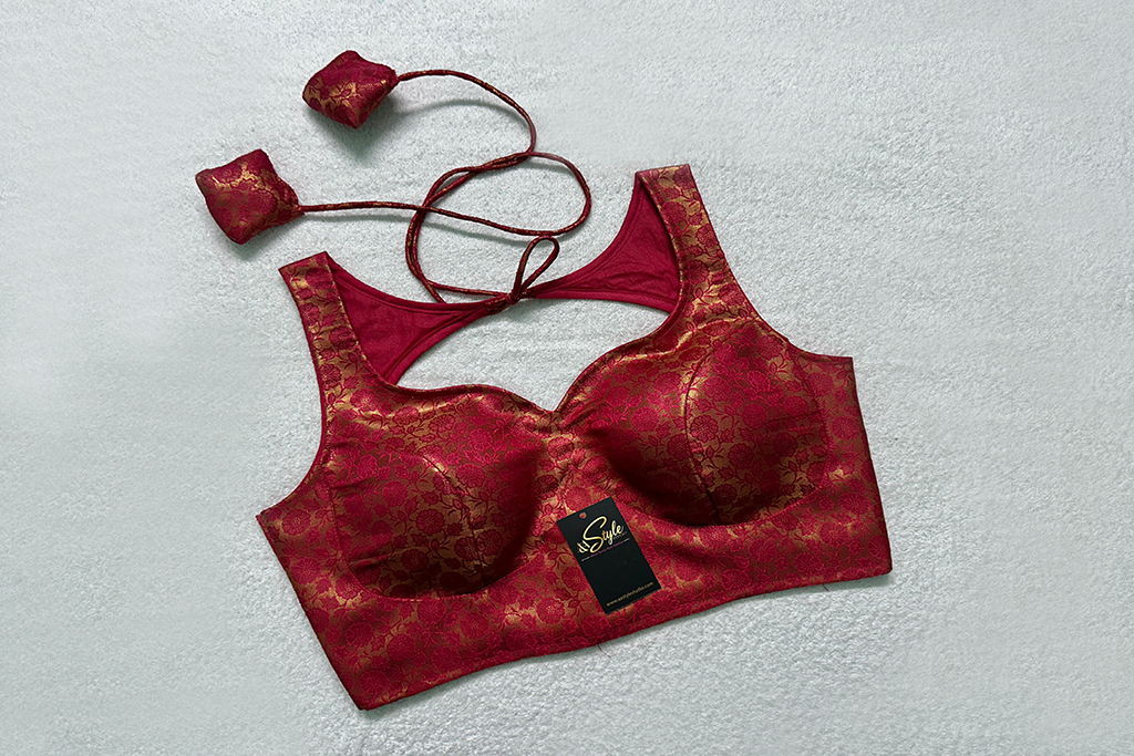 Red Color Brocade Blouse