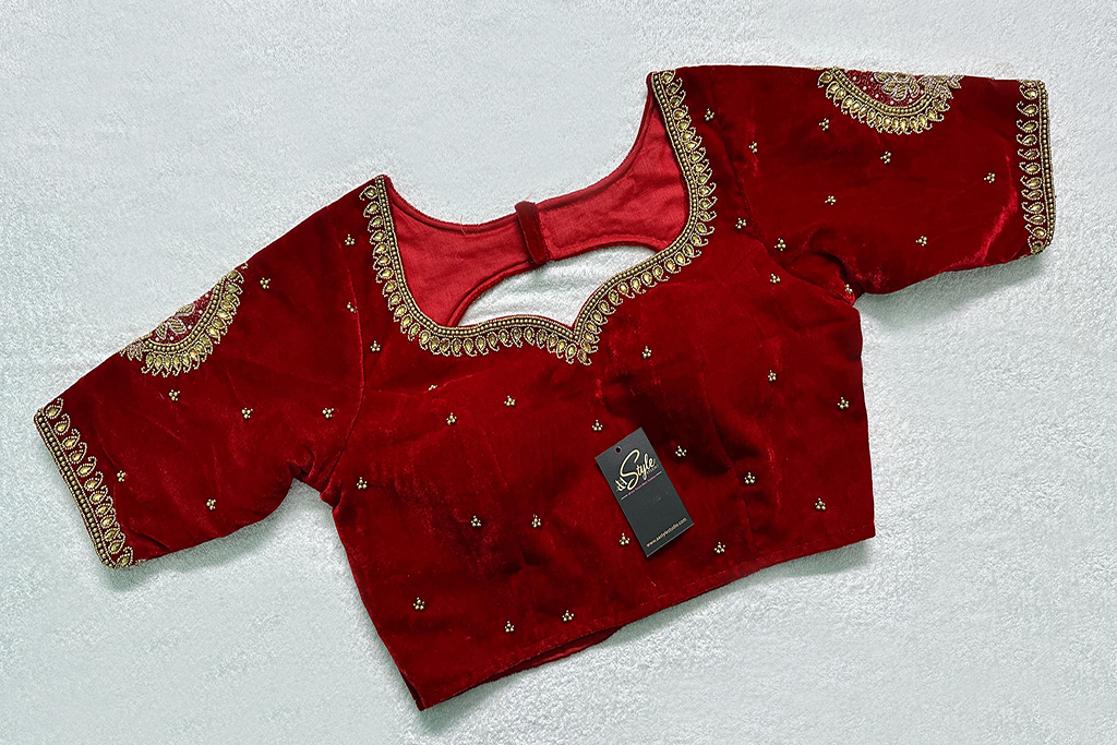 Red Color Velvet Hand Work Blouse