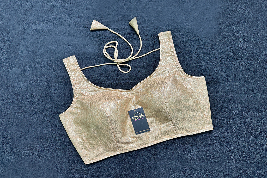 Matte Golden Color Brocade Blouse
